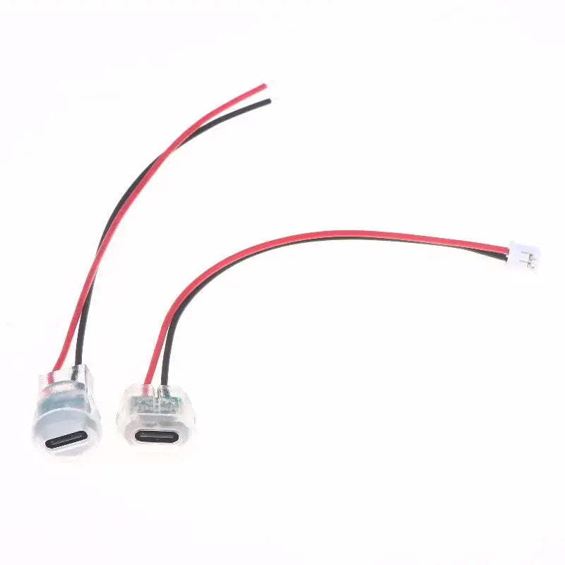 Waterproof USB-C Power Port Female Connectors Transparent 2Pin USB Type-C With LED Lights Input Type Charging Socket Peaceful Pleasures Health and Wellness