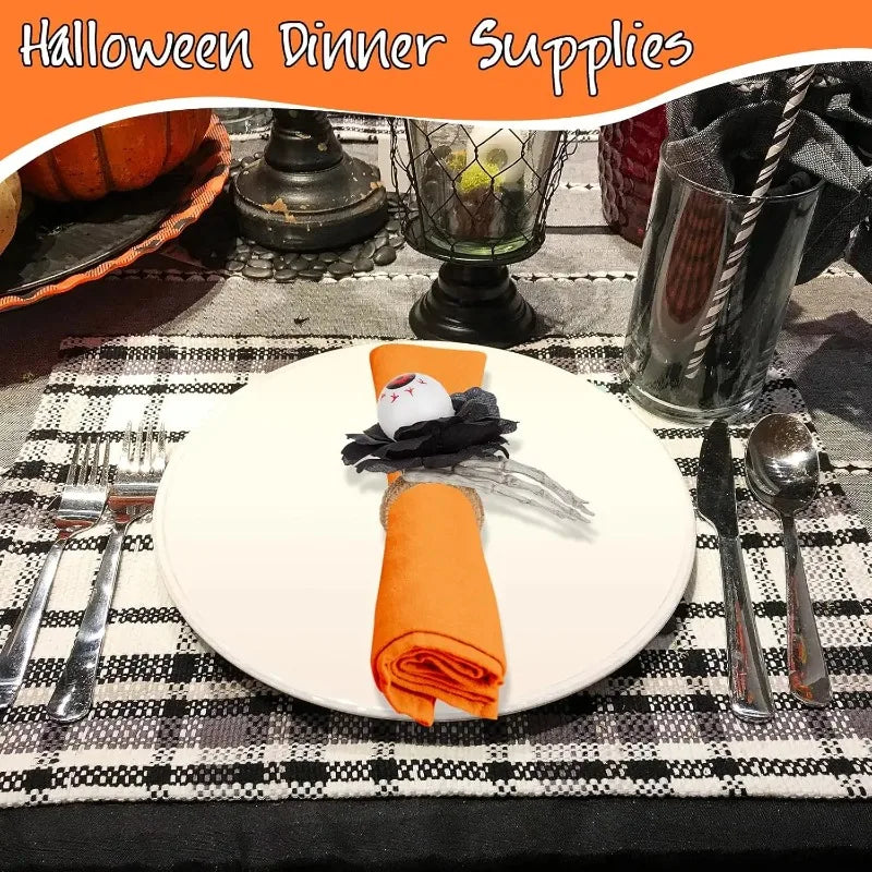 Halloween Pumpkin Napkin Rings Set 6–12pcs | Spooky Table Decor