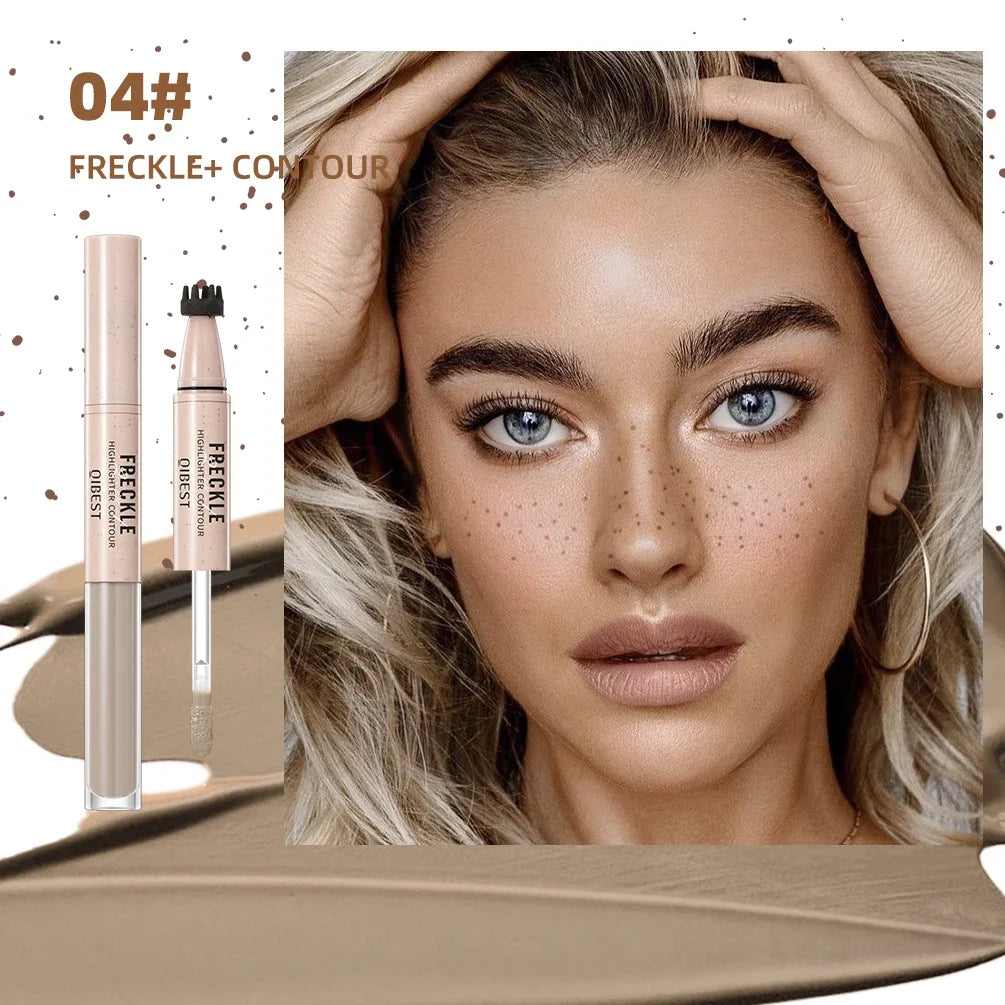 QIBEST Double-headed Freckle Highlighter Stick Fast-drying Waterproof Natural Liquid Contour Lasting Simulation Freckles Stamp Peaceful Pleasures Health and Wellness 04 Freckle contour