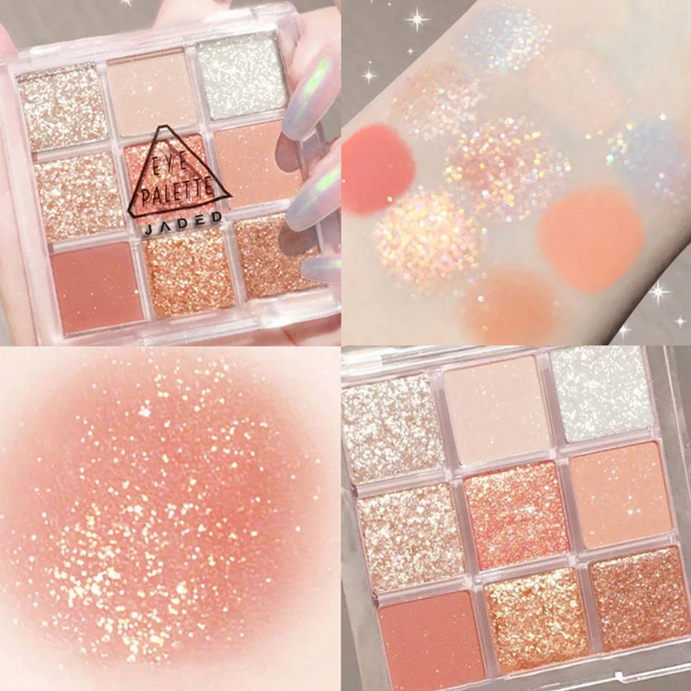 JADED 9-Color Eyeshadow Palette – Matte, Shimmer & Glitter