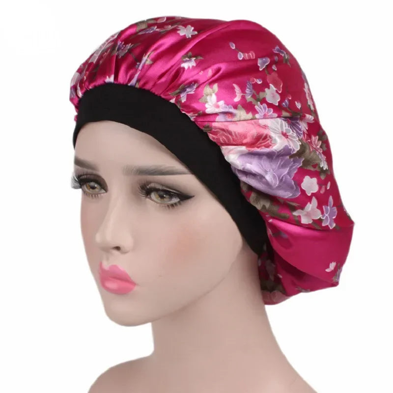 Satin Sleep Bonnet with Elastic Wide Band – Women's Head Wrap