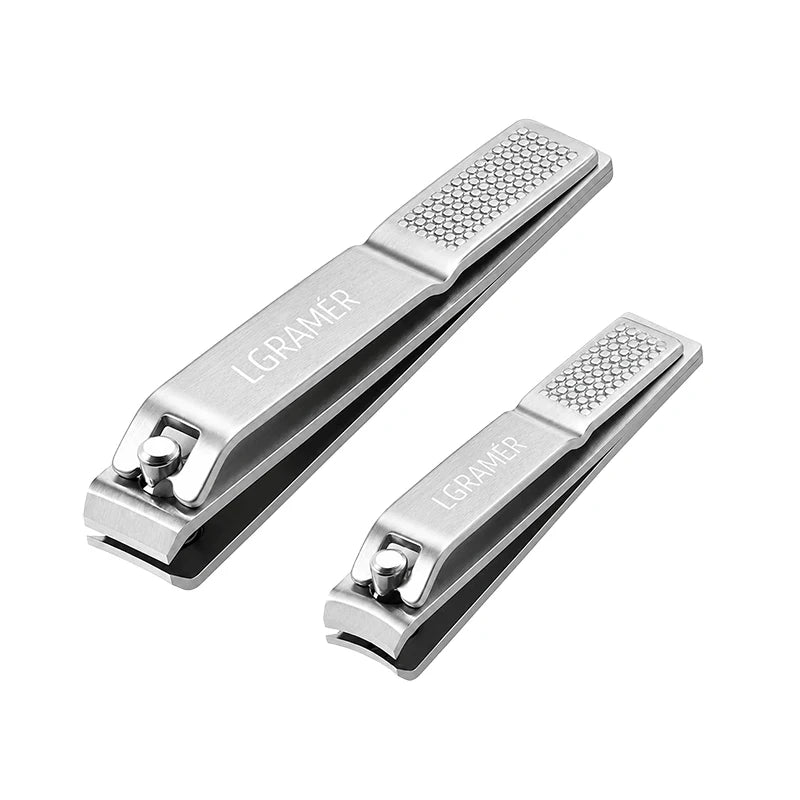LGRAMER 2-Piece Black Stainless Steel Nail Clipper Set