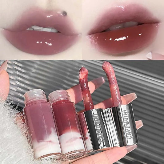 Cappuvini Glass Lip Gloss | Mirror Shine Dual-Layer Mixing Lip Gloss Peaceful Pleasures Health and Wellness
