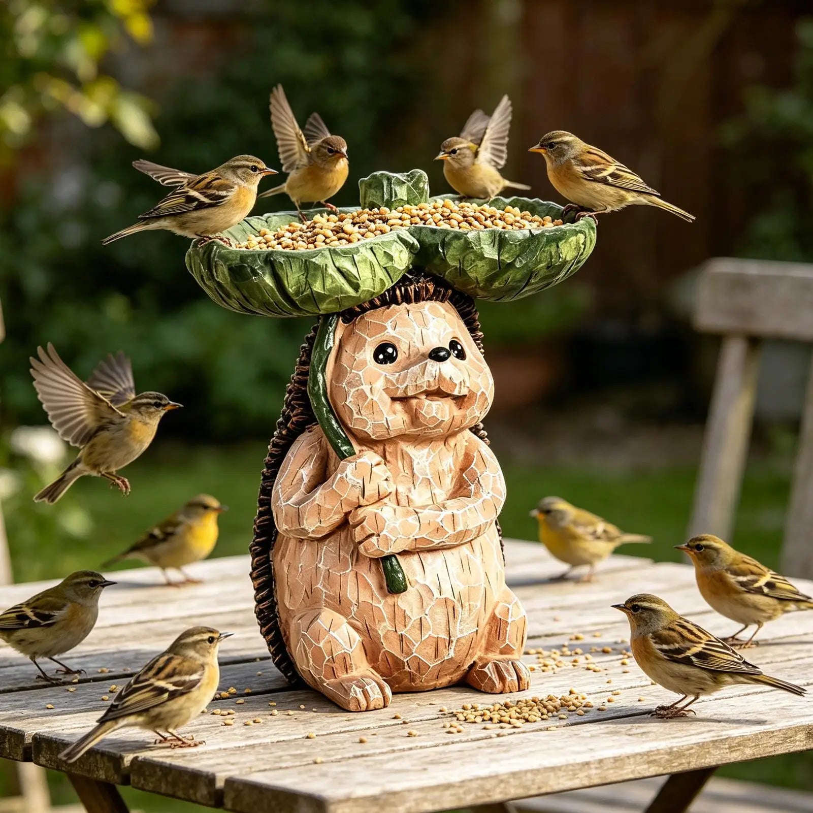 Garden Bird Feeder Realistic Resin Pet Food Dish Standing Bird Feeder Bowls for Patio for Macaws Budgies Parrot Sparrow Parakeet Peaceful Pleasures Health and Wellness