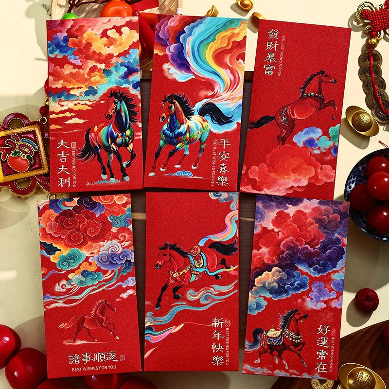 2026 Year of the Horse Chinese New Year Red Envelopes – 6 Pack