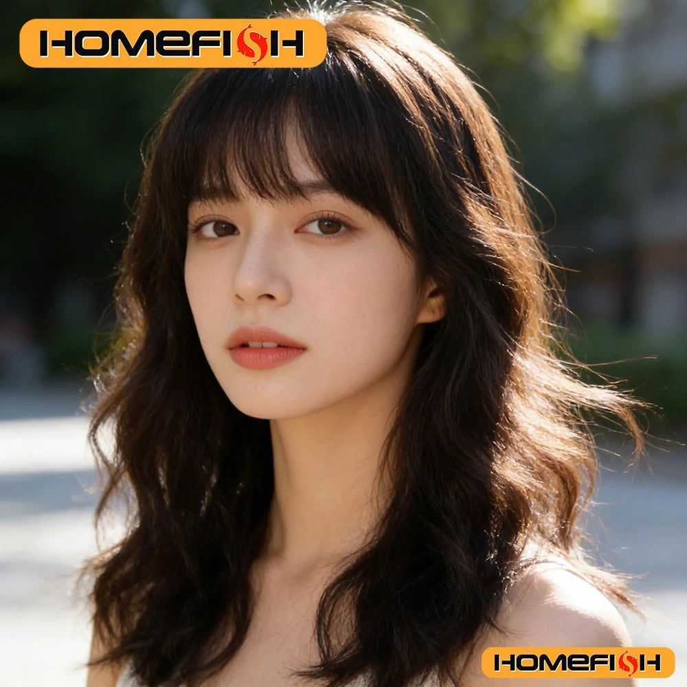 Synthetic Curls with Bangs – Versatile Daily Hairstyle for Women, Easy Wear Wig Peaceful Pleasures Health and Wellness