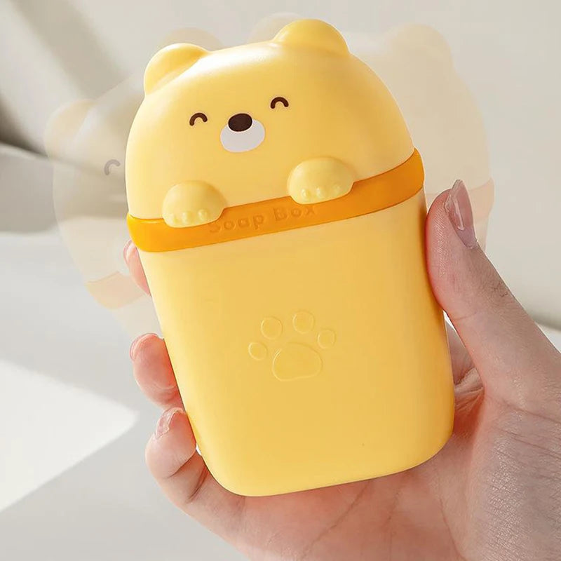 Cartoon Bear Portable Soap Dish | Waterproof Travel Soap Box