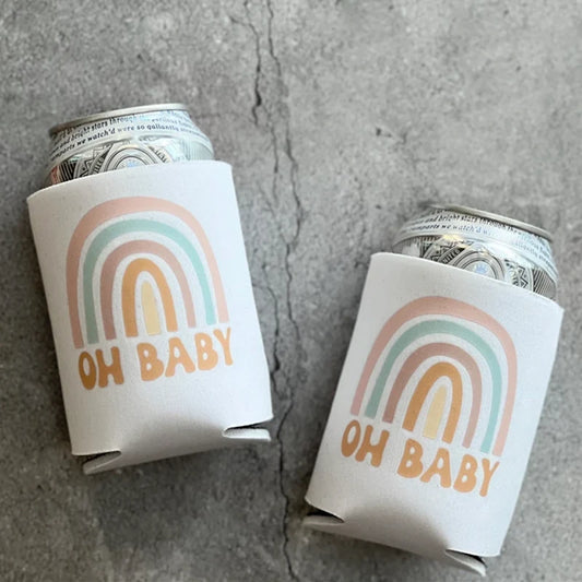 6-Pack Rainbow Oh Baby Can Coolers – Baby Shower Party Favors Party Can Coolers Peaceful Pleasures Health and Wellness