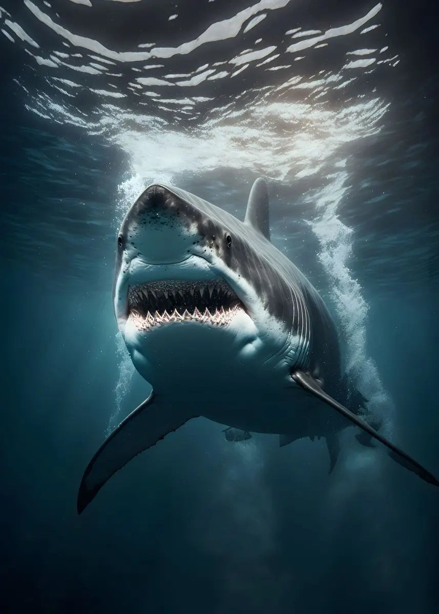 Jaws Posters Shark Canvas Painting Mordern Wall Art Picture Living Room Bedroom Home Decor American Classic Horrible Movie Peaceful Pleasures Health and Wellness T80296-04 40x60cm Unframed