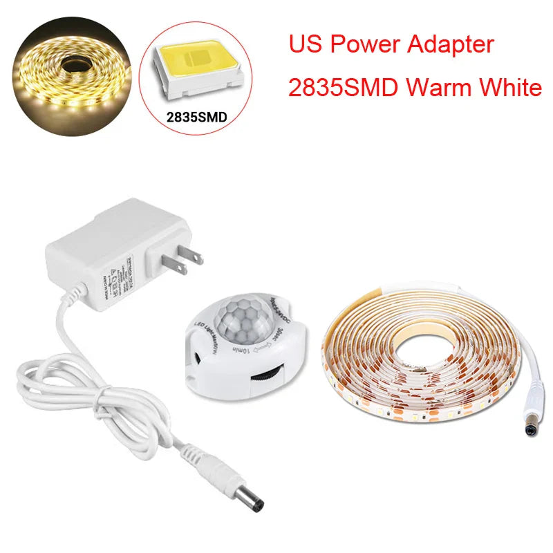 PIR Motion Sensor LED Strip Light DC12V Waterproof 1M–5M