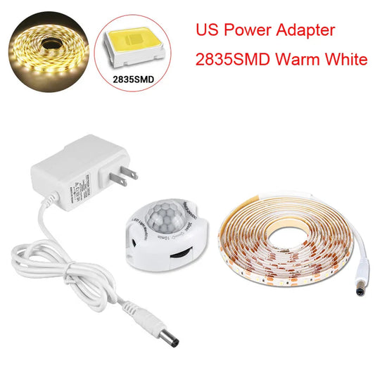 PIR Motion Sensor LED Strip Light DC12V Waterproof 1M–5M Motion Sensor LED Strip Oasis Select US Set Warm White 1M