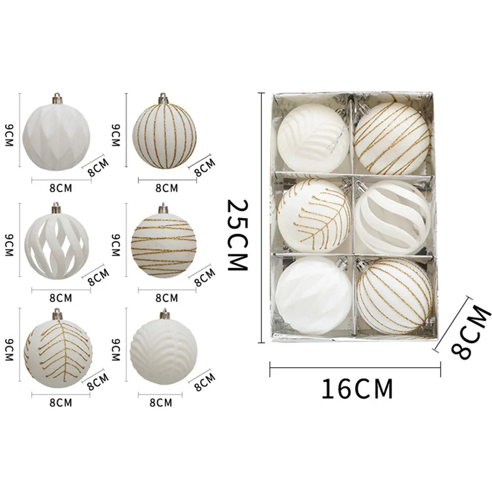 8cm Christmas Ball Ornaments Set of 6 – Reusable Holiday Décor