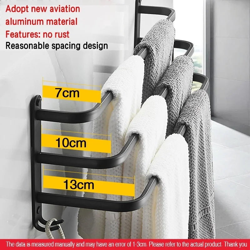 Wall-Mounted Aluminum Towel Rack | 1, 2 & 3 Bar Options
