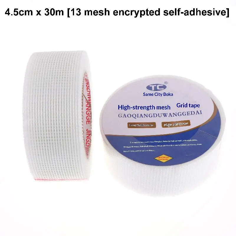 New 2 Roll 30M Glass Fiber Self-adhesive Mesh Tape Wall Crack Repair Thermal Insulation Decorative Mesh Seam Tape Peaceful Pleasures Health and Wellness B