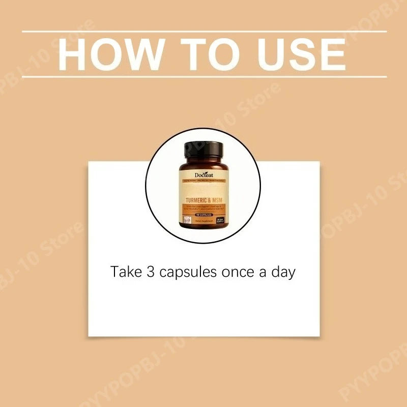 Turmeric & MSM Complex Capsules for Daily Wellness and Mobility Support 90 Count Peaceful Pleasures Health and Wellness