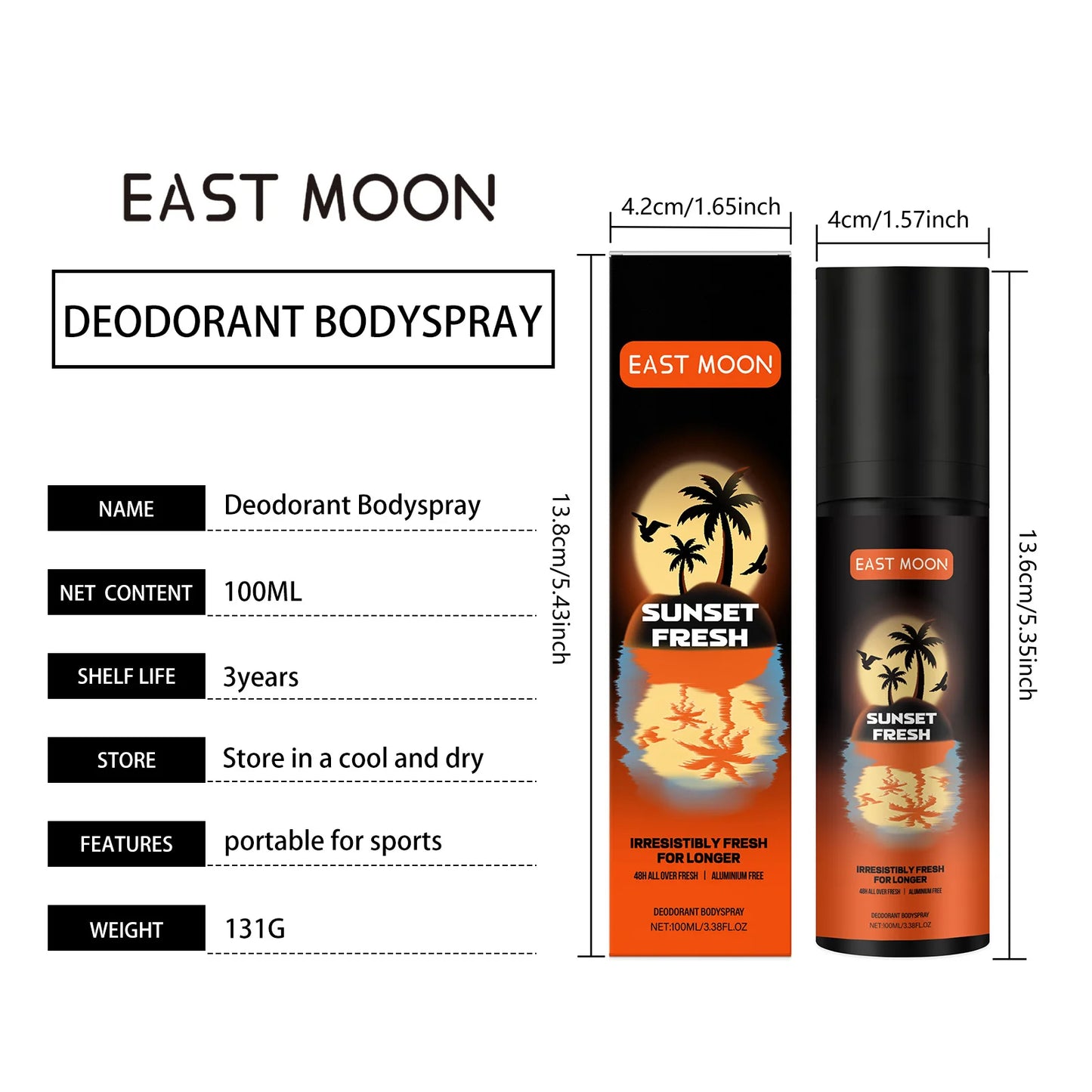 East Moon Men's Fruity Deodorant Spray | Aluminum-Free Freshness