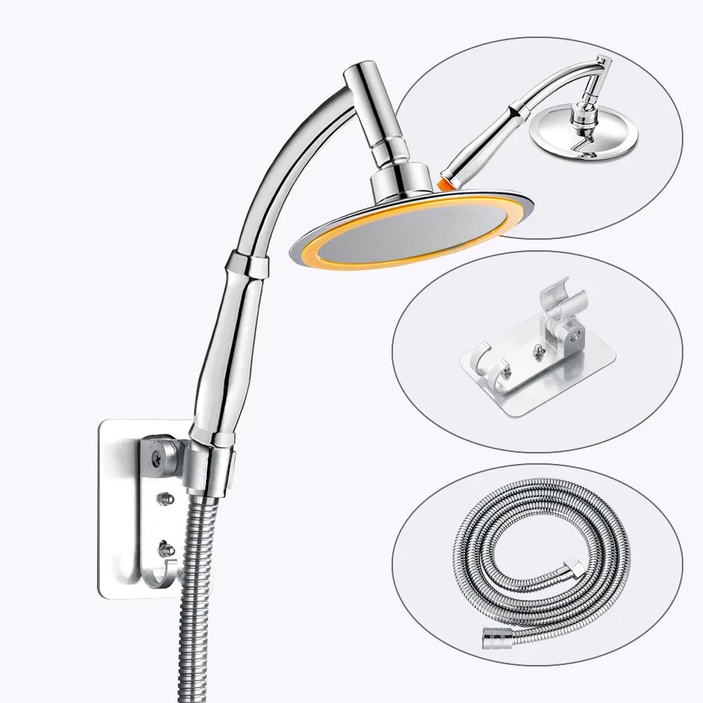 6-Inch Round Rainfall Handheld Shower Head | 360° Adjustable