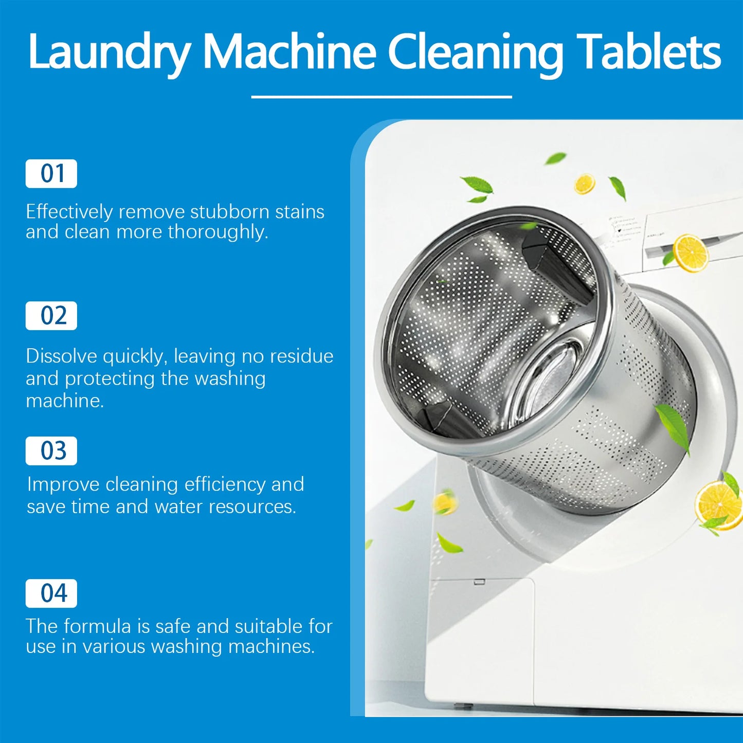Effervescent Washing Machine Cleaner Tablets – Descale & Deodorize