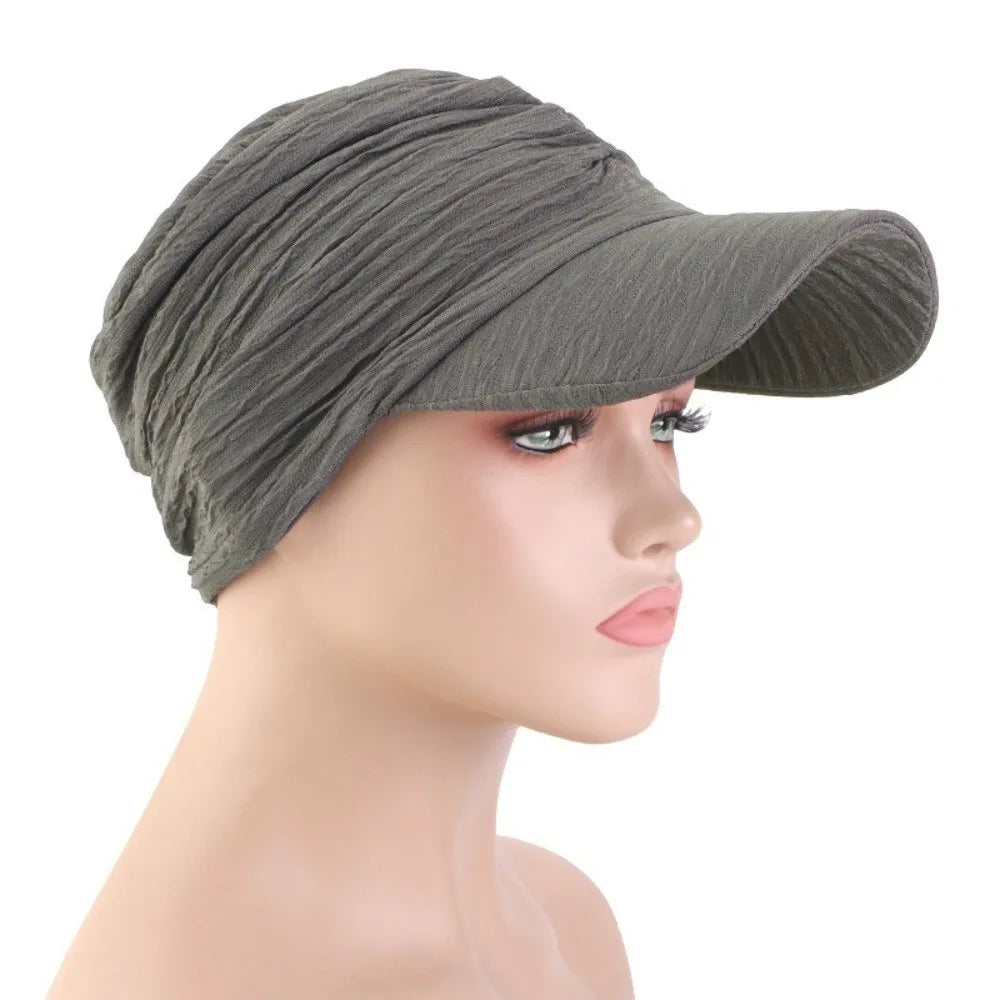 Women's Wide Brim Sun Hat Headwrap – Solid Color Cap