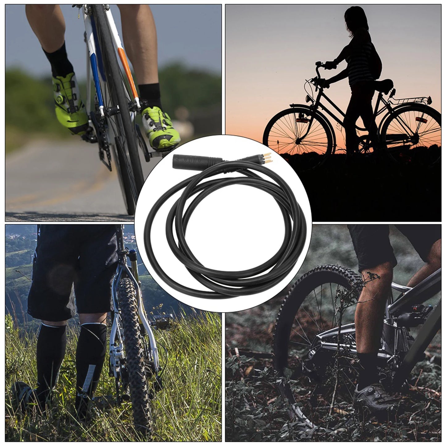 Electric Bike Motor Cable 9 Pin Wheel Extension Female Male Wire E
