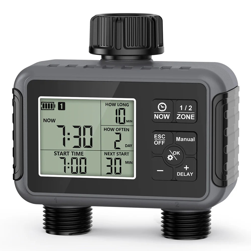 1PCS Outdoor Automatic Irrigation Fully Adjustable Program Super Timing System 2-Outlet Water Timer Precisely Watering Up Peaceful Pleasures Health and Wellness type-A