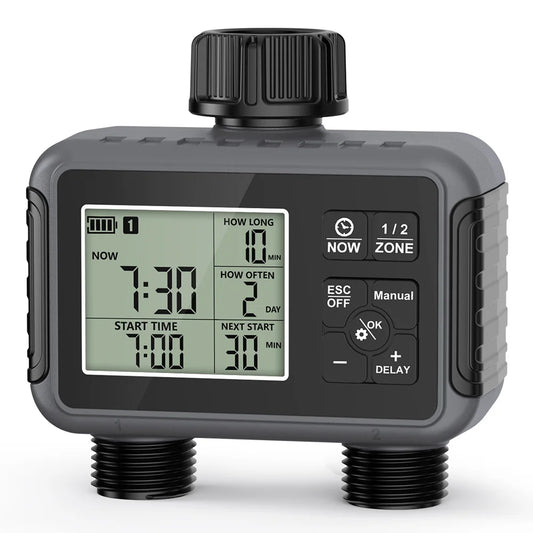 1PCS Outdoor Automatic Irrigation Fully Adjustable Program Super Timing System 2-Outlet Water Timer Precisely Watering Up Peaceful Pleasures Health and Wellness type-A