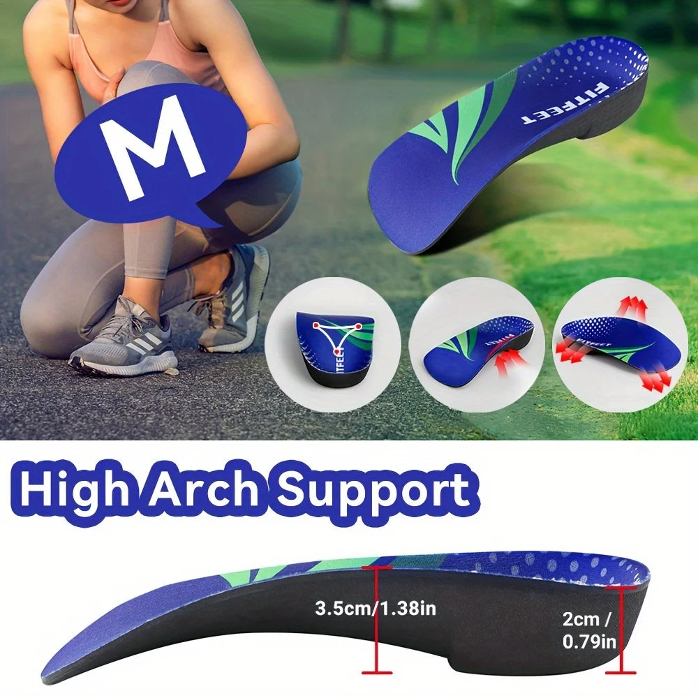 RooRuns Orthopedic Arch Support Shoes Insoles 3/4 Length Flat Feet Shoes Pads for Feet Plantar Fasciitis Heel Pain Relief Unisex Peaceful Pleasures Health and Wellness M 1pc