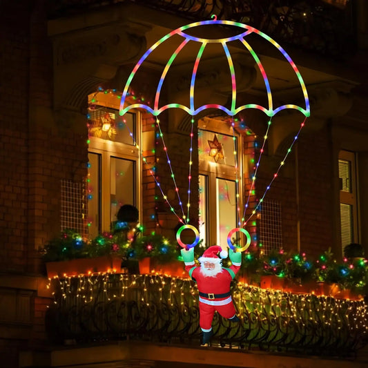 Santa Claus Parachute Christmas Lights | Multicolor Xmas Decor Christmas Hanging Lights Peaceful Pleasures Health and Wellness
