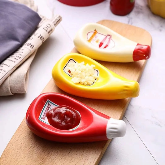 Restaurant Chili Sauce Squeeze Ketchup Mayonnaise Salad Sauce Dish Soy Sauce Dish Restaurant Ceramic Plate Dishes Home Plate Peaceful Pleasures Health and Wellness