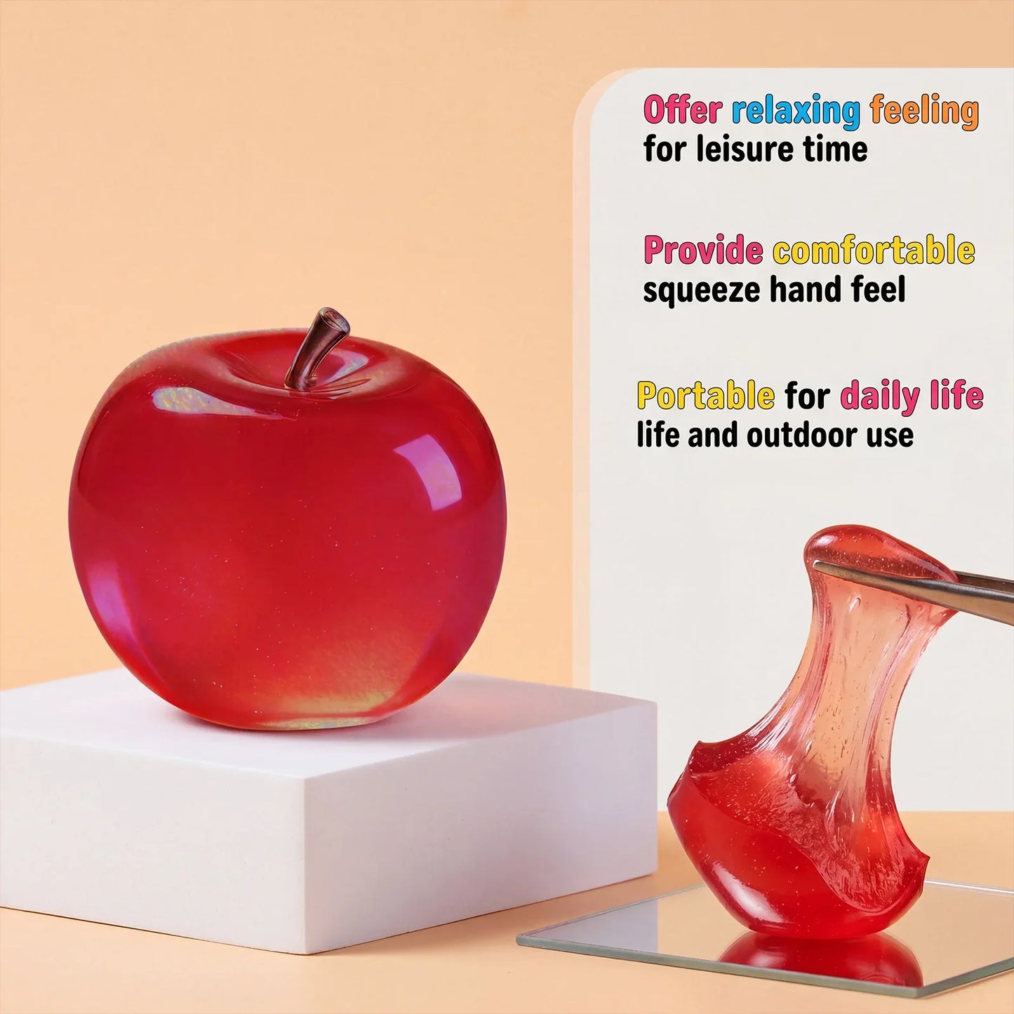 Glitter Crystal Apple Squishy Fidget Ball – Desk Decor Toy