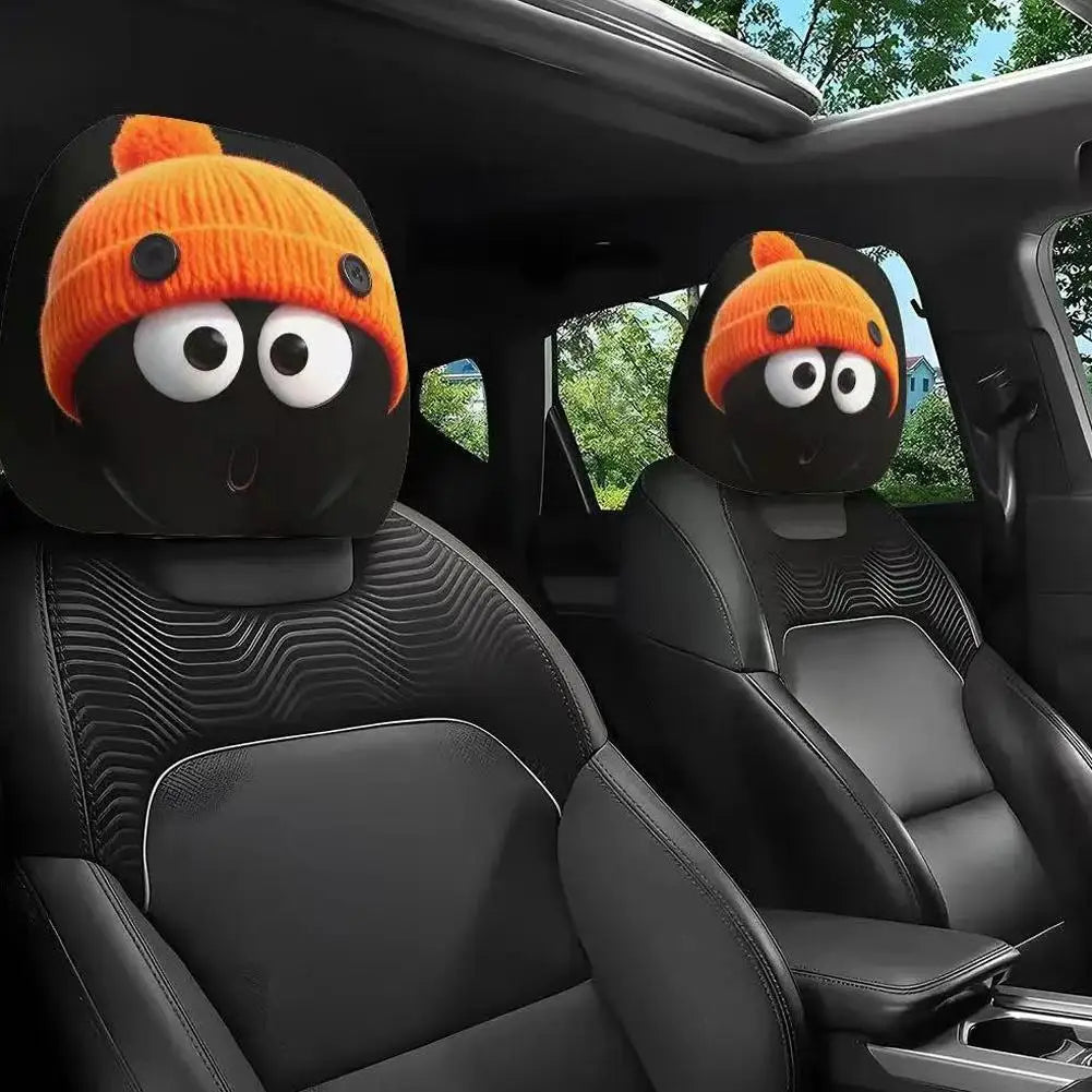 2-Pack Cartoon Smiley Face Car Headrest Covers – Washable