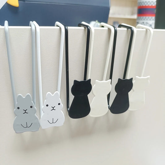 Black Cat Door Hooks No-Nail Iron Hook Set of 2 | Home Organizer Over-Door Hook Set Peaceful Pleasures Health and Wellness