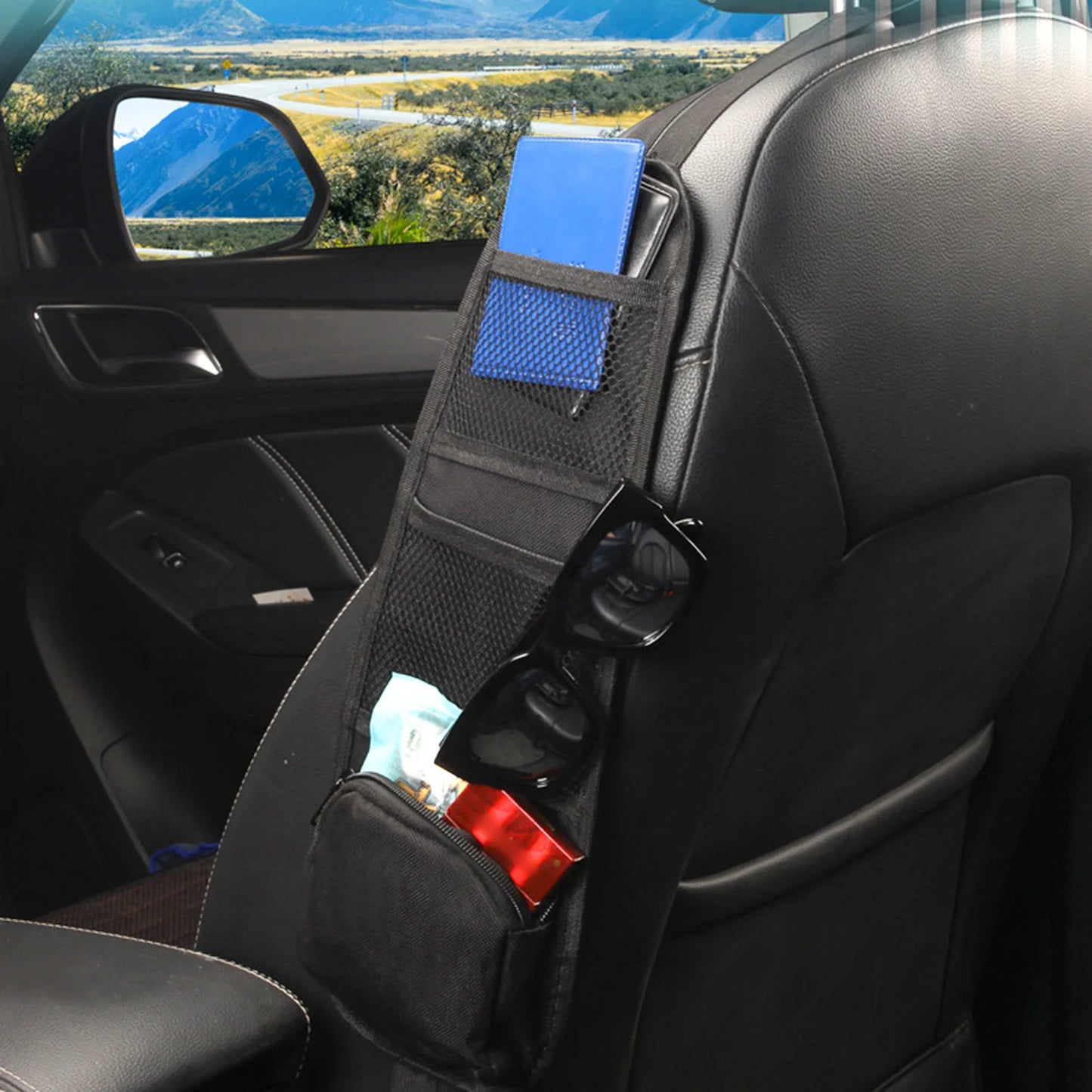 Universal Car Seat Side Organizer Multi-Pocket Automotive Front Seat Organizer for Cars SUV & Truck Peaceful Pleasures Health and Wellness