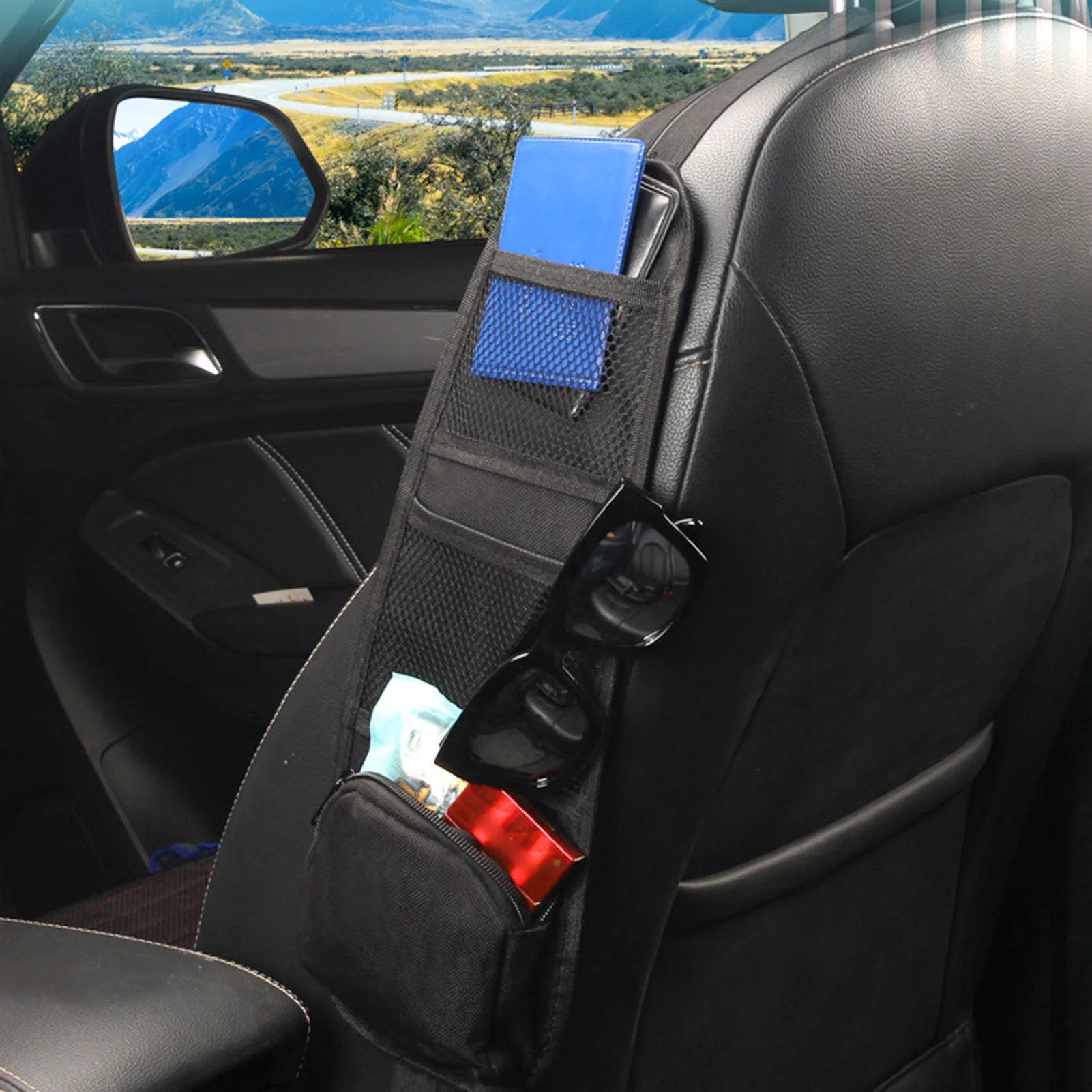 Universal Car Seat Side Organizer Multi-Pocket Automotive Front Seat Organizer for Cars SUV & Truck Peaceful Pleasures Health and Wellness