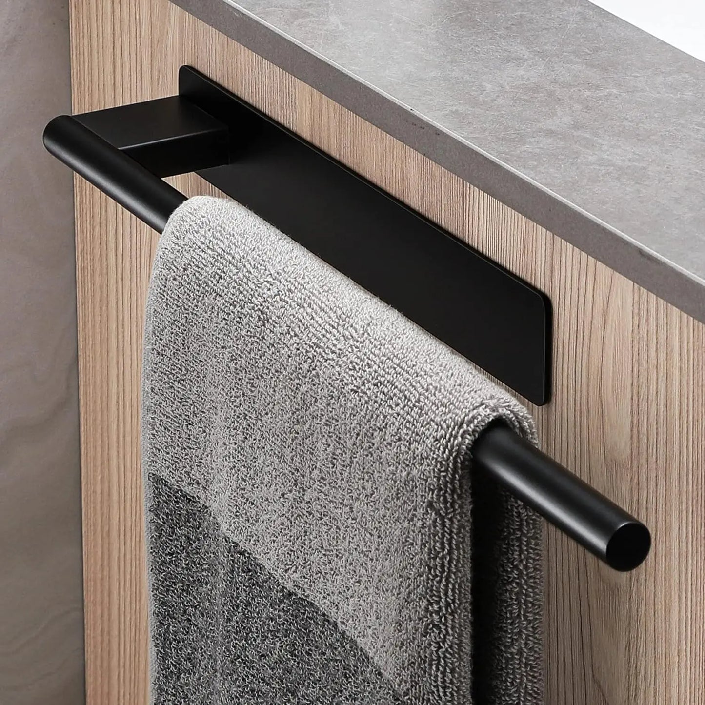 Stainless Steel Towel Bar Home Double-pole Paper Roll Rack Towel Rack Bathroom Kitchen Storage Rack Single-pole Towel Bar Set Peaceful Pleasures Health and Wellness Black 1 Bar