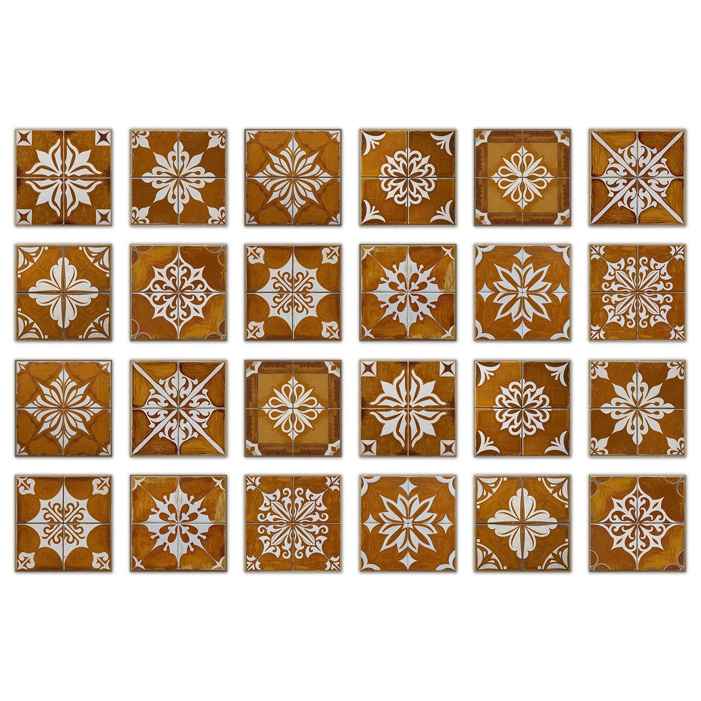24 pieces European style flower tiles wall stickers Self-adhesive kitchen bathroom decorative ceramic tiles stickers glossy crys Peaceful Pleasures Health and Wellness NHZ47 20X20cm 24PCS