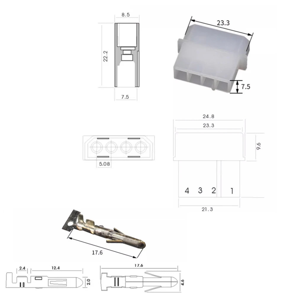10 Sets 5.08mm Computer Power Connector Large 4 Position 4P D Type Male and Female Plastic Shell + Terminals Connector Peaceful Pleasures Health and Wellness
