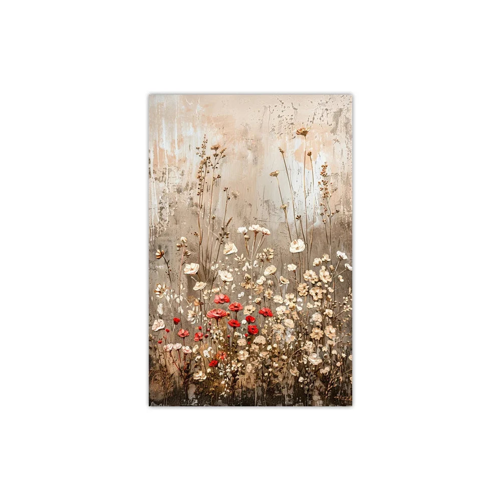 Vintage Wildflowers Canvas Wall Art | Farmhouse Floral Poster