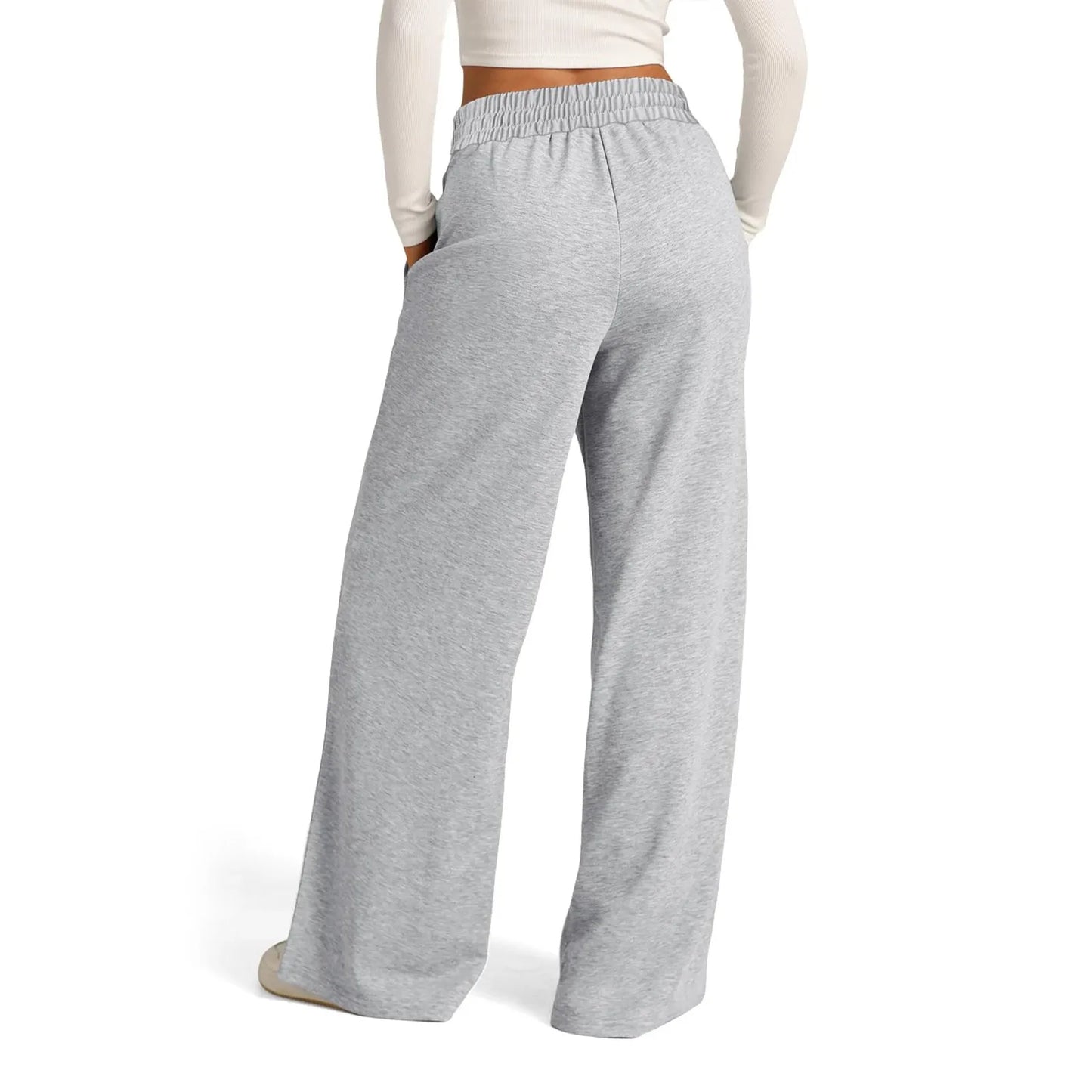 Women's Fleece Lined Wide Leg Sweatpants – High Waist Joggers
