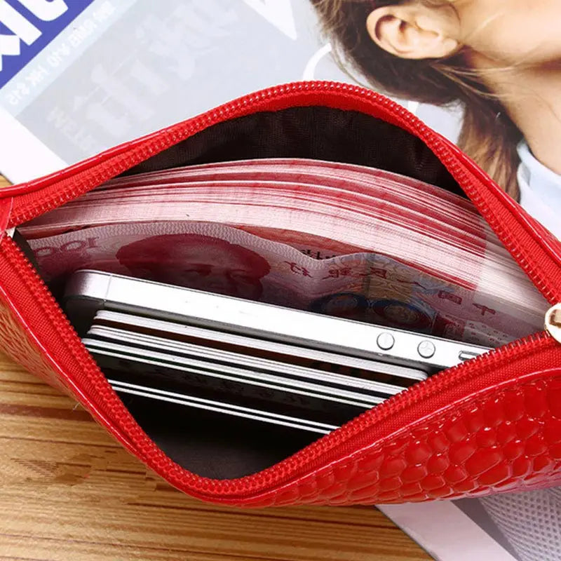 Crocodile Texture PU Phone Wallet Clutch Purse With Zipper Card Holder Makeup Pouch For Shopping Work And Daily Use Women Peaceful Pleasures Health and Wellness