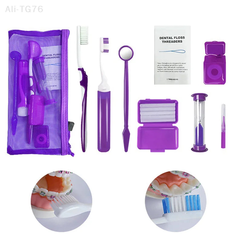 8-Piece Orthodontic Oral Care Kit | Interdental Brush & Floss Set