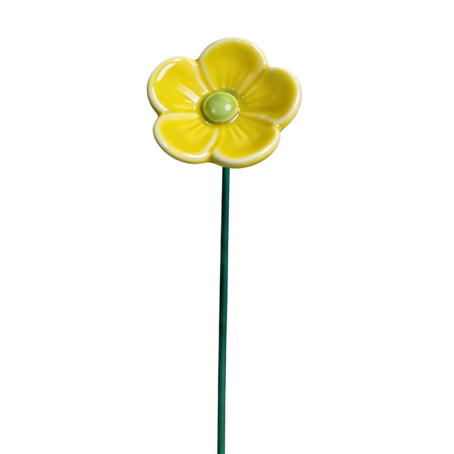 Ceramic Pollinator Water Bowl with Ground Stake Artificial Flowers Bee Bowl Stylish Bee Watering Station for Summer Garden Decor Peaceful Pleasures Health and Wellness YELLOW