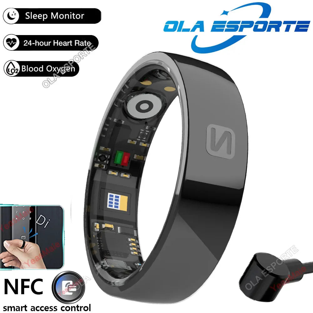 Smart NFC Ceramic Ring – Sleep, Heart Rate & SpO2 Tracker