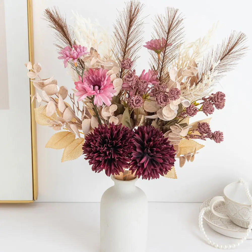 Silk Chrysanthemum Artificial Flower Bouquet | Wedding & Home Decor