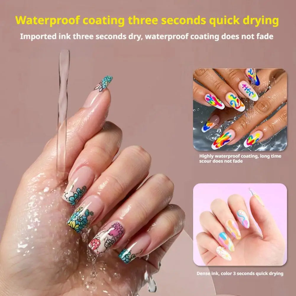 Graffiti Nail Art Pen Set Quick-drying DIY Nail Art Drawing Pen Abstract Line Manicure Tool Painting Liner For Salon Nail Art Peaceful Pleasures Health and Wellness