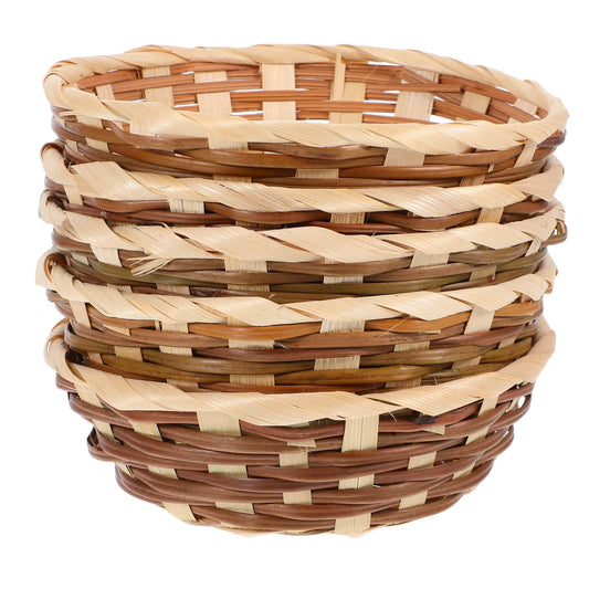 5Pcs Bamboo Fruit Basket Woven Decorative Storage Basket for Kitchen Living Room Bedroom Bread Fruits Dessert Serving Peaceful Pleasures Health and Wellness Default Title
