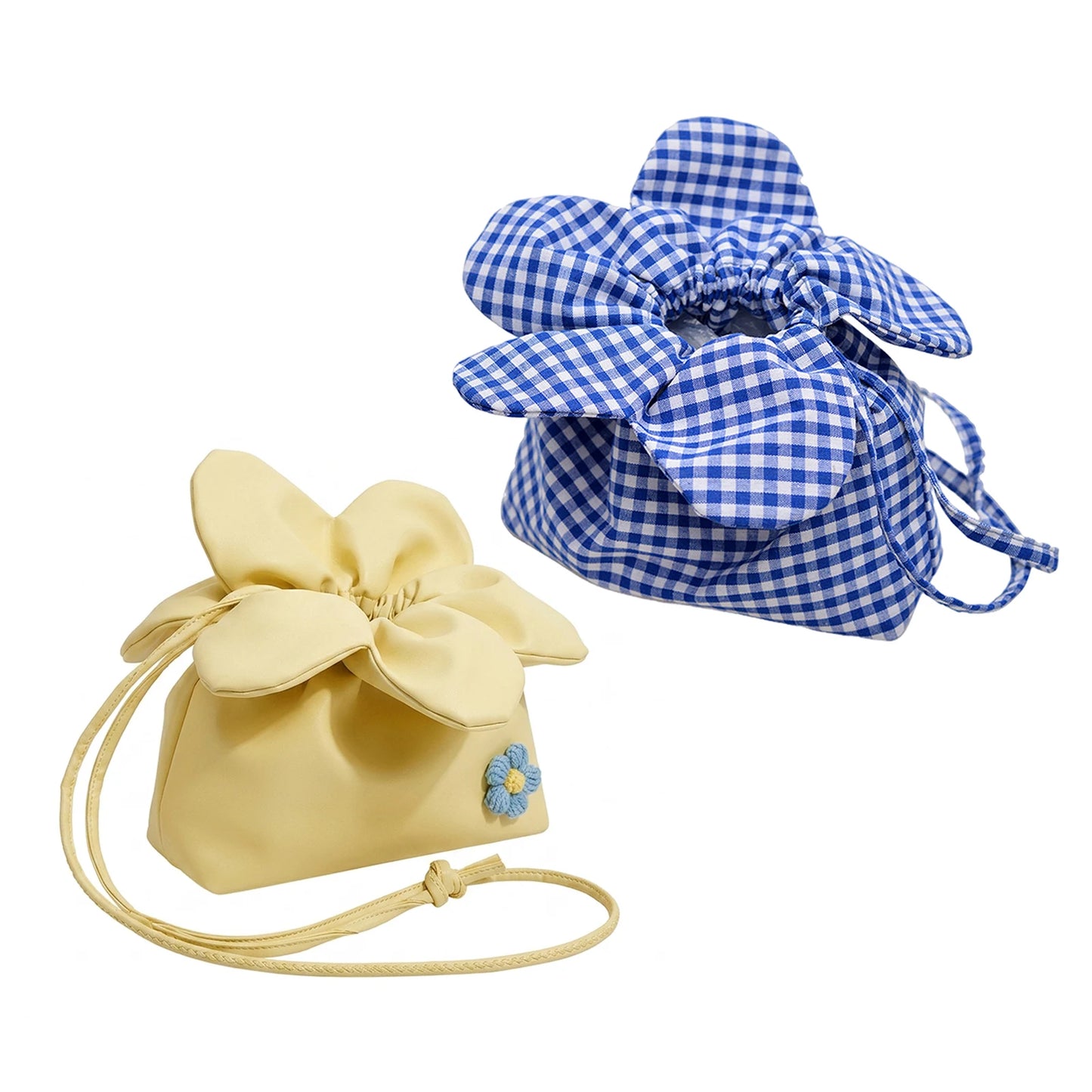 Flower Print Drawstring Bucket Bag Double-Sided Large Capacity Shoulder Crossbody Bag for Commuting and Daily Use Peaceful Pleasures Health and Wellness