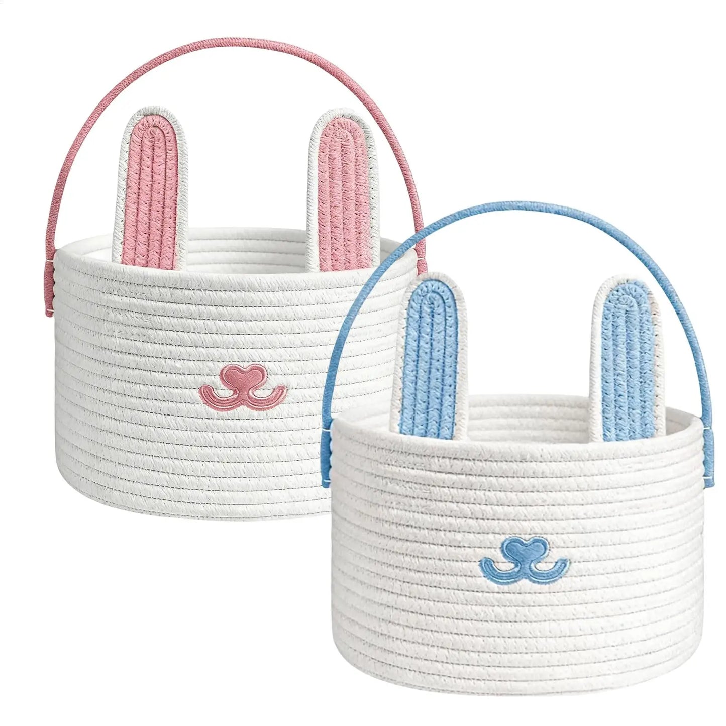 Easter Bunny Basket for Kids – Cotton Rope Egg Hunt Basket