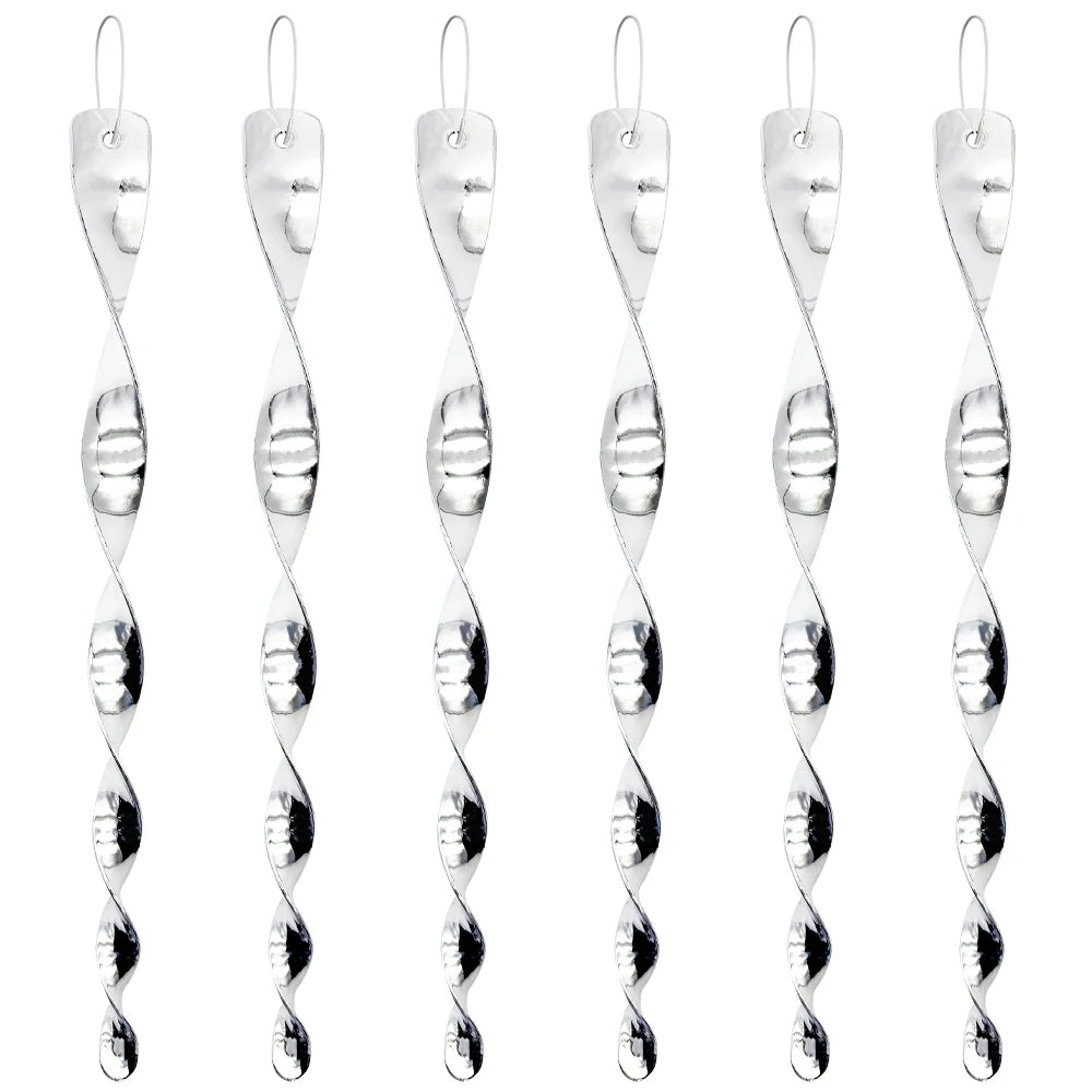 12Pcs Birds Repellent Reflective Rods Silver Spinner Bird Deterrent Device Hanging Ornament for Outdoor Garden Decor Supplies 12 Peaceful Pleasures Health and Wellness