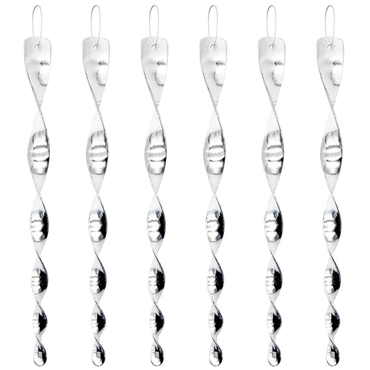 12Pcs Birds Repellent Reflective Rods Silver Spinner Bird Deterrent Device Hanging Ornament for Outdoor Garden Decor Supplies 12 Peaceful Pleasures Health and Wellness